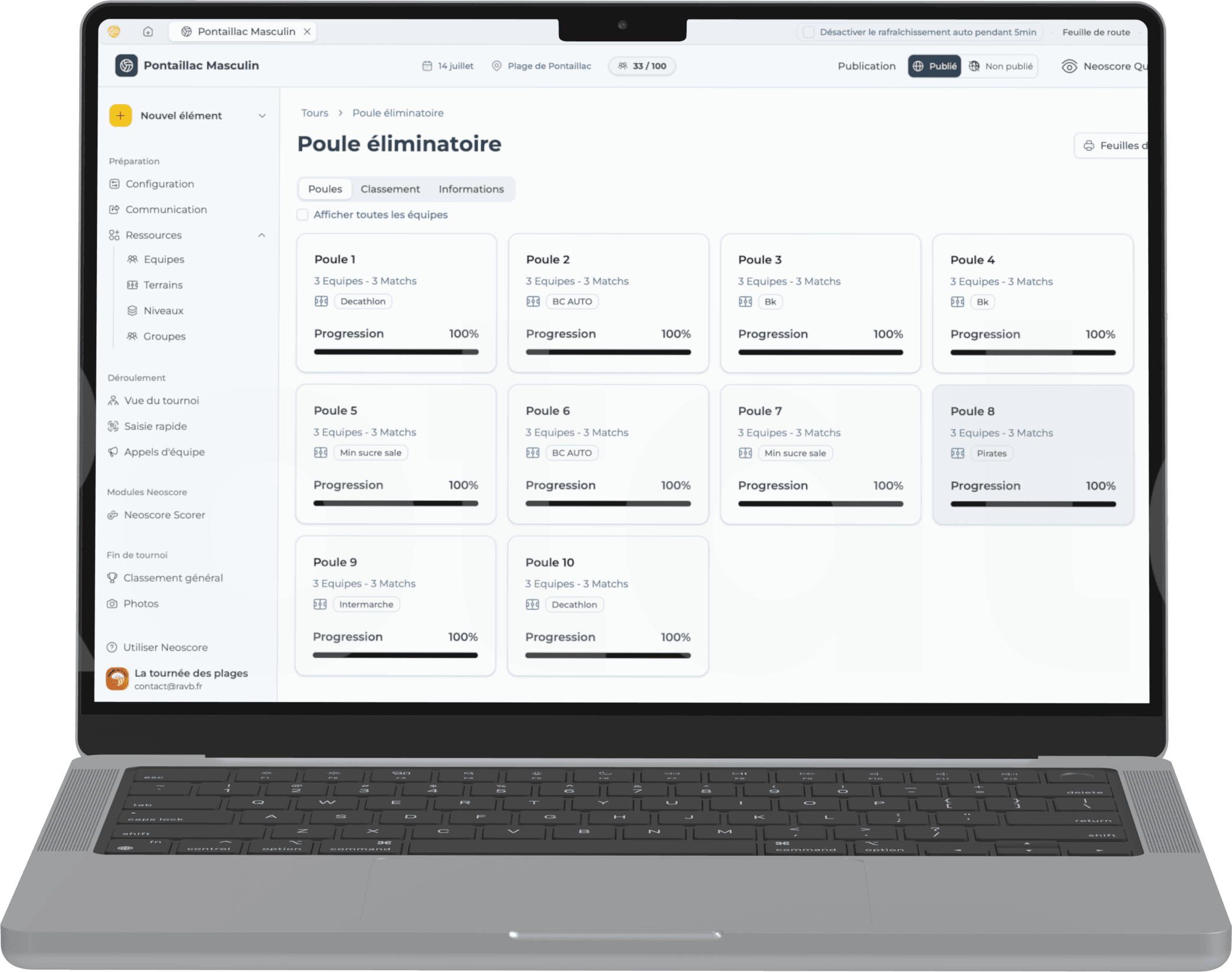 Neoscore Manager - Mockup ordinateur portable